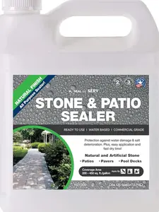 Serveon Sealants Natural Stone Sealer Clear Commercial Grade Waterproof Grout Sealer Protects Pavers Pools Patios Decorative Landscape Stones 1 Gallon H2100S