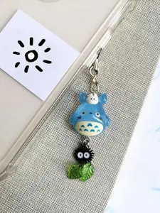 Studio Ghibli Anime Inspired My Neighbor Blue Cat Chu Chibi Soot Sprite Keychain, Woodland Anime Phone Charm, Mobile Accessory