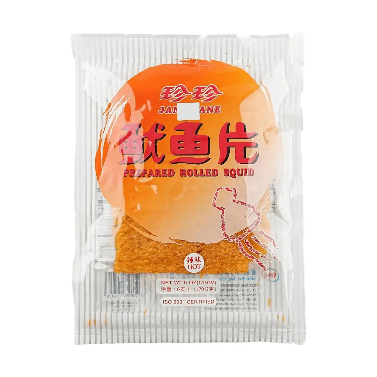 JANE JANE Spicy Taiwanese Dried Squid Snacks 170g - Authentic Flavor, Crispy Texture