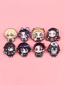 8pcs/set Cute Anime Figure Enamel Pins, Drop Set Pins, Simple Style Brooches, Cool Collar Decorations, Backpack Badges, Fashion Party Accessories