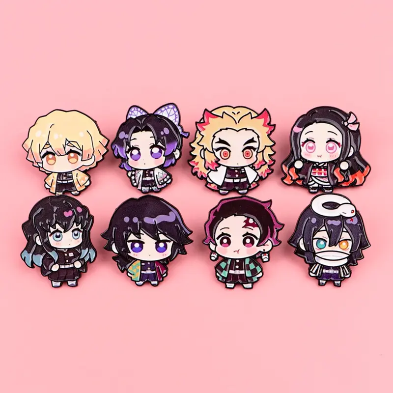 8pcs/set Cute Anime Figure Enamel Lapel Pins, Drop Set Pins, Simple Style Brooches, Cool Collar Decorations, Decorative Backpack Badges, Fashion Party Accessories, Alloy Pin