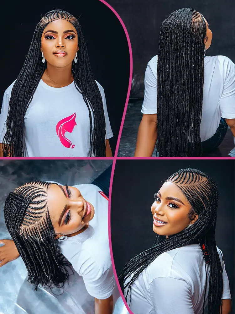 DOSAY 36Inch Synthetic Full Lace Braided Wigs for Black  display picture 3