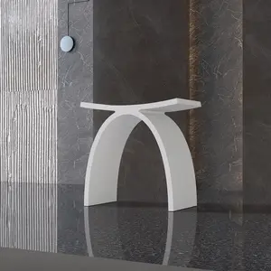 【Medunjess】Freestanding Shower Seat Solid Surface Shower Stool