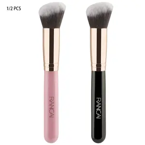 Single-Sided Angled/straight Foundation Brush, Soft Synthetic Fiber Makeup Brush, Dense Bristles Gentle Skin-Friendly, Ideal for Beginners, Soft Cosmetic Brushes