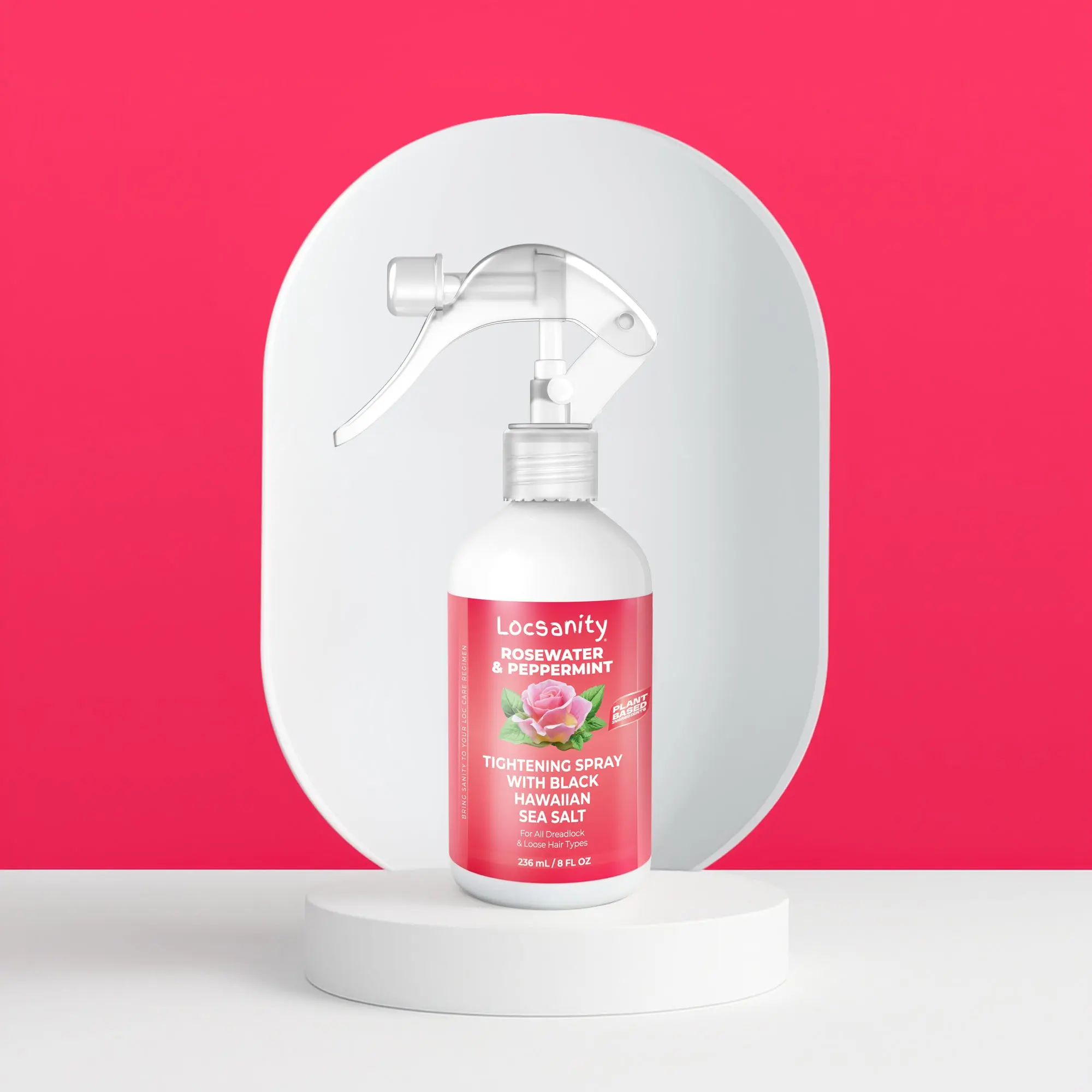 Locsanity Rosewater & Peppermint Rolling Spray Mist with Black Hawaiian Sea Salt & Coconut - Soothing, Non-Toxic Daily Moisturizer for Tightening, Nourishing, Smooth Texture, Lightweight Feel, Gentle Scent, Hydrate