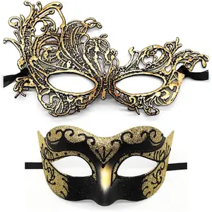 Lace Masquerade Eye Mask for Couples Venetian Carnival Halloween Party Ball Prom Costume Mardi Gras 2Pack