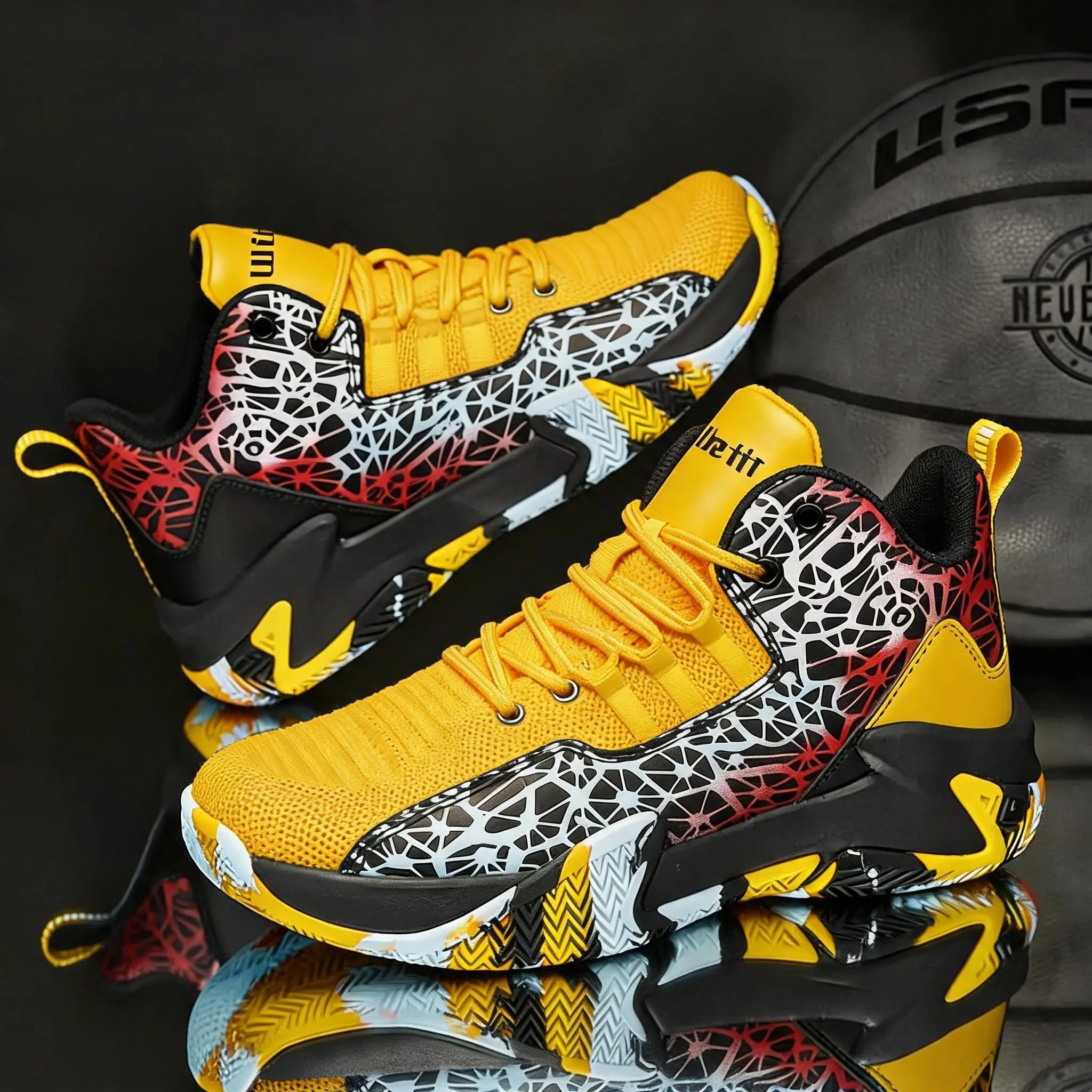 Men's High-Top Basketball Shoes, Casual Athletic Sneakers for Outdoor Court Training, Lightweight Sports Shoes for Basketball, Gym, Work, Walking, Training and All-Day Wear, Stylish Footwear for Youth and Adults, Versatile Everyday Sports Shoes