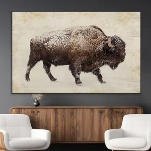 Buffalo Wall Art, Western Bison Canvas Print, Rustic Buffalo