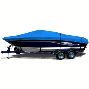 900D Boat Cover, Fade-Resistant and Tear-Proof, Full Metal Accessories, Suitable for V-Hull, Trimaran, Small Speedboat, Blue