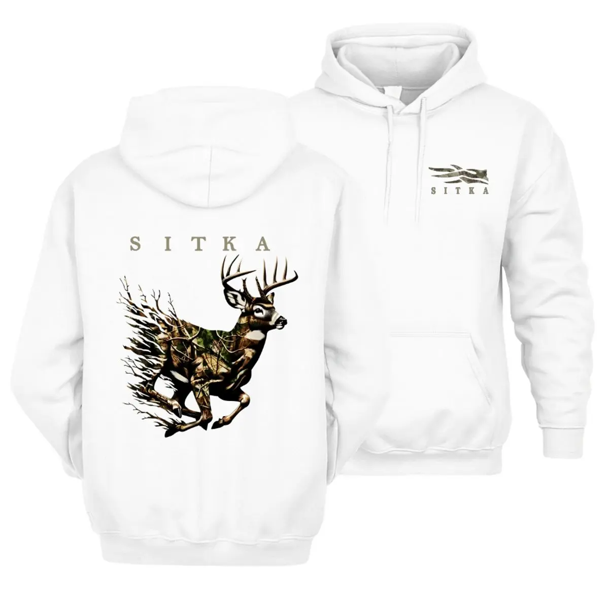 🦌[Graphic Hoodie]Whitetail Buck Hunting Hoodie–Sitka Camo Pullover Sweatshirt,Outdoor Adventure Life Hoodie for Men&Women,Made in USA,Unisex Long Sleeve, Trending Menswear Hoodie,Streetwear Graphic Sweatshirt, Hunting Hoodie, Gift for Outdoor Enthusiasts