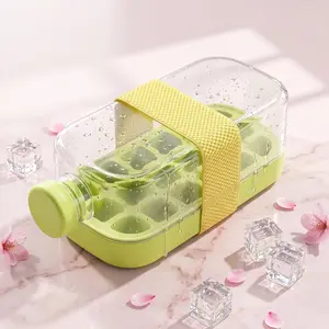 Silicone Ice Cube Mold with Storage Box, 1 Count DIY Ice Cube Maker with Straw, Ice Tray for Freezer, Ice Molds, Kitchen Utensils & Gadgets