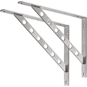 16 inch Stainless Steel Shelf Brackets, Heavy Duty Solid Shelf Support, Max Load: 550lb Corner Brace Joint Right Angle Bracket, Pack of 2