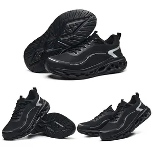 Men's Anti-Penetration Steel Toe Cap Safety Shoes - Men's Breathable Steel Toe Lace-Up Work Sneakers with Slip-Resistant, Shock-Absorbing Features Black Closed steel toe shoes men zapatos para trabajo Active Worker Footwear