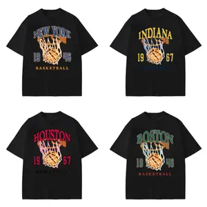 All Team Basketball T-Shirt , Vintage Black Color Basketball Shirt, Classic Fit Unisex Tee Short Sleeve Casual Cotton