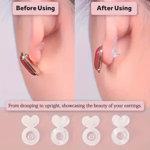 10pcs Silicone Earring Lifters - Transparent Earlobe Back Support Pads, Suitable for Heavy Earrings - Comfortable Rubber Earring Back Replacement Parts to Prevent Ear Drops, Perfect for Large Studs, Earring Hook, Earring Making Supplies, Earrin