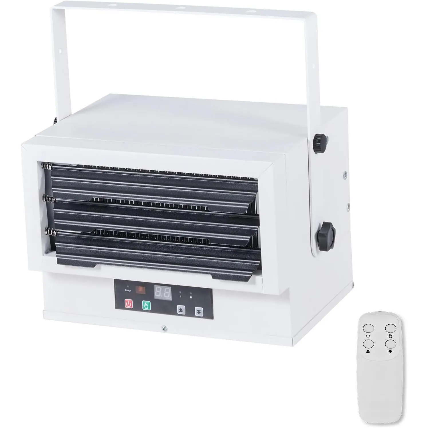 VEVOR Electric Garage Heater, 5000-Watt (2500/5000W) Ceiling Mounted Shop Heater, With Remote Control & Overheat Protection & Low Noise Cross-flow, Commercial for Indoor Workshop Warehouse,240V White