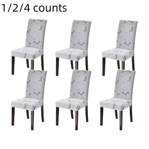 Leaf Print Chair Cover, 1 Count Modern Elastic Chair Slipcover, Chair Protector for Home Living Room Dining Room, Vanity Decor Accessories