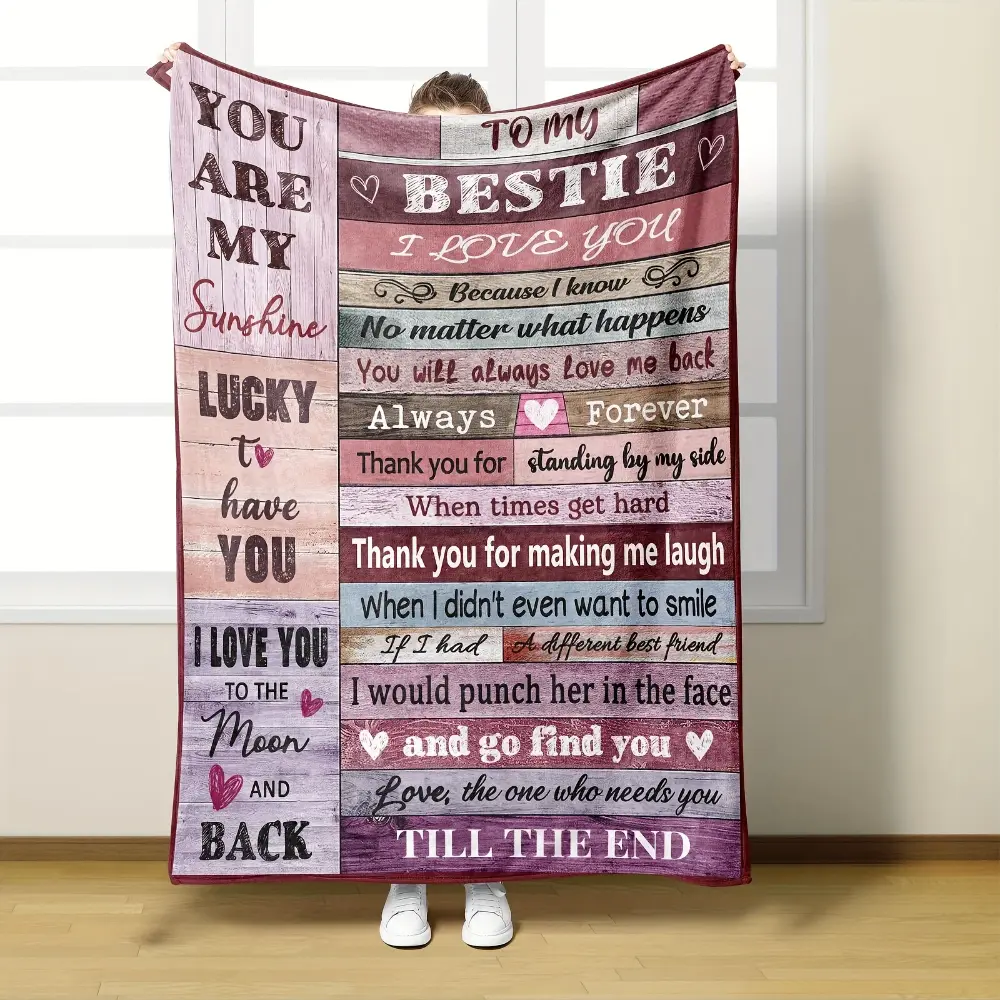 Best Friend Blanket for Women, Bestie Gift Blanket, BFF Friendship Throw Blanket, Heartwarming Gifts for Best Friend Sister Daughter, Birthday Christmas Gift for Her, Cozy Soft Fleece Blanket for Couch Bed Home Decor, Sentimental Friendship Gift