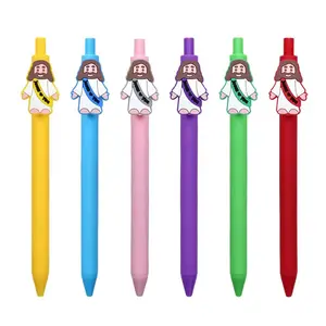 6pcs Mini Jesus Figures Gel Pen Religious Pens No Bleed Christian Desk Accessories Jesus Easter Basket Stuffers for Christian Party Favors