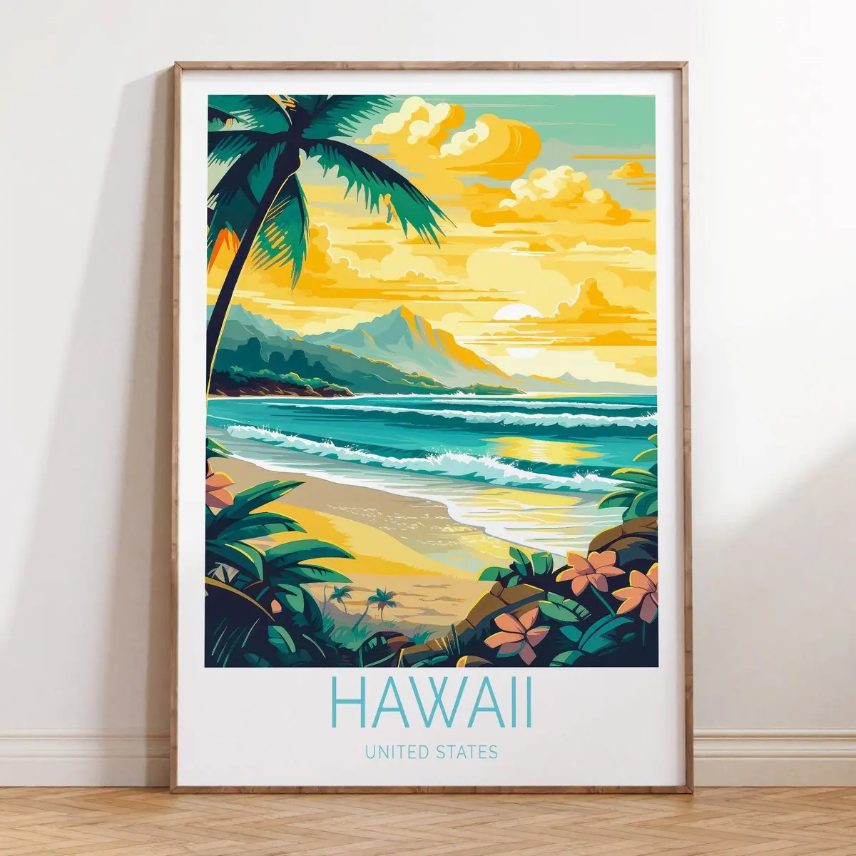 Airbnb Coastal Travel Poster, Hawaii Coastal Travel Wall Art, Kalalau Hawaii Trail Wall Art, Hawaii Coastal Travel Poster, Room Decor, Unframed