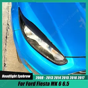 2026 New For Ford Fiesta MK6 MK6.5 2008-2017 Front Headlight Eyebrow Eyelid Lid Trim Lamp Cover Accessories Gloss Black/Carbon Look ABS For Your Cars