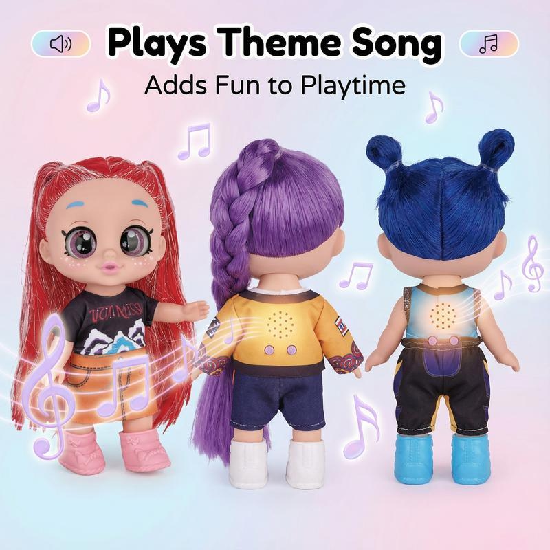[Play Theme Song] K-pop Anime Action Figure Singing Dolls Set | 5D Eyes 7/10 Inch 5 Joints Movable Anime | Anime Inspired Dolls | Desk Display | Gift for Fans & Kids