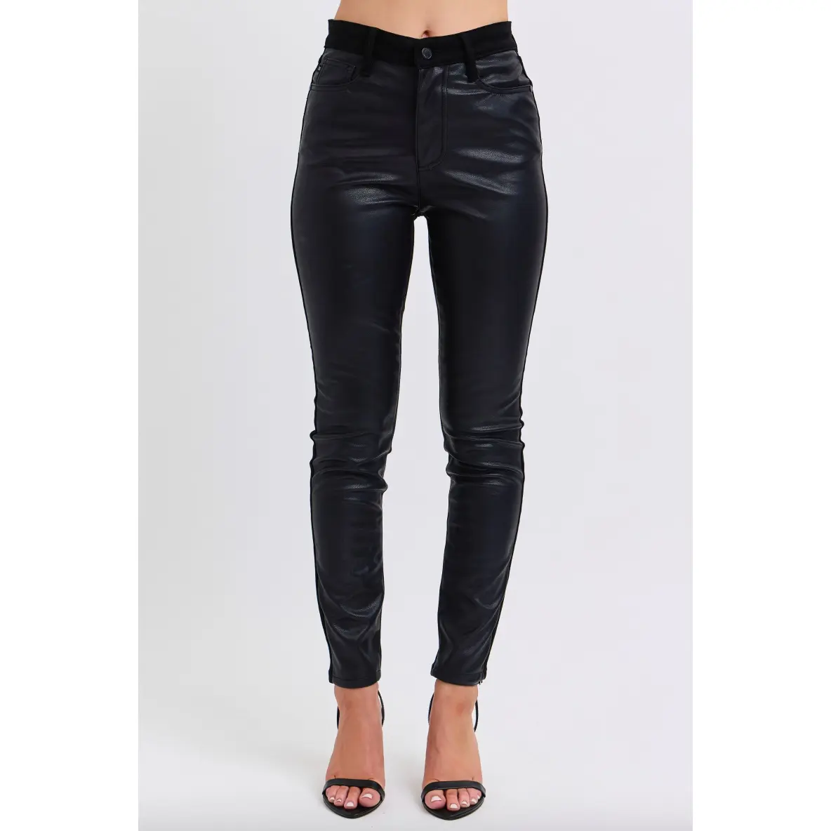 Judy Blue Faux Leather & Denim Skinny Jeans