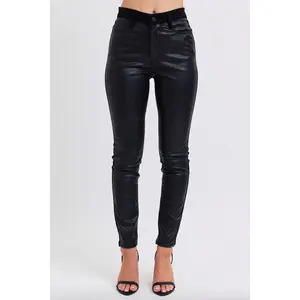 Judy Blue Faux Leather & Denim Skinny Jeans