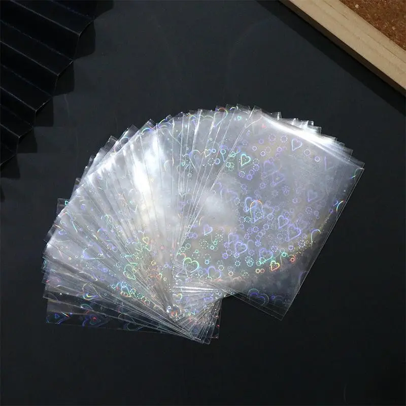 50PCS Holographic Star Card Sleeves - Laser Flashing Foil Design, 66x91mm Acid-Free PP Protector Covers -Broken Gemstone Design Frosted Card Sleeves for Collectible Cards TCG Sleeves Trading Cards Sleeves Plastic Card Sleeves Card Sleeve Protectors