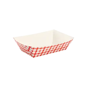 [500 ct] 3.0 lb Food Tray | Shepherd's Check Red Pattern