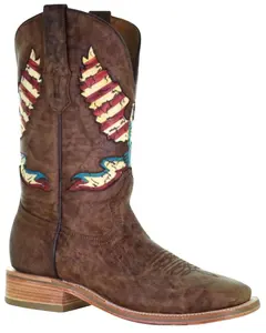 Corral Men's Eagle Inlay Embroidery Western Boot Broad Square Toe - A4106