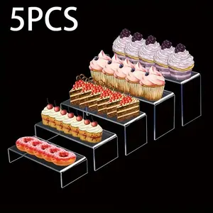 5pcs Transparent Staircase U-Shaped Cupcake Holder Display Rack, Clear Cupcake Stand, Multi-Use for Parties, Schools, Business Gatherings, Dessert Stand, Cupcake Stands