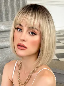 Women's Short Bob Wig, Rose Net Mechanism, Natural Soft Hair, Perfect for Music Festivals & Daily Wear, Trendy Ladies' Accessory, Straight Bob Wig