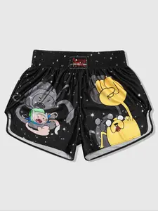Men's Adventure Time X Romwe Collaboration Boxing Shorts, Graphic Print Shorts, Letter Print Shorts, Stylish Gym Wear, Comfortable Training Pants, Perfect for Fitness Enthusiasts