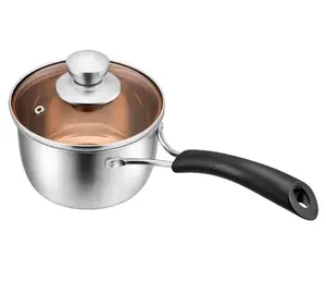 P&P CHEF 1 Quart Saucepan Small Pot, Stainless Steel Saucepan with Lid, Small Sauce Pan for Home Kitchen Restaurant Cooking, Visible Glass lid & Bakelite Heat-Proof Handles,Dishwasher Safe, 1 Pc