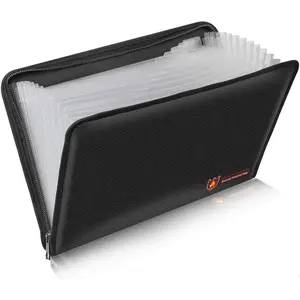 Fireproof Document Bag Fire & Water Resistant File Folder A4 Size 12 Pockets Fireproof  Safe Document Holder, Non-Itchy  Coated Portable Filing Pouch for Legal Document(Clear)