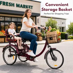 Linor Adult Tricycle, 20 Inch 3-Wheel Bikes, Trike for Adults with Seat for Women, Seniors, Men, Low Step-Through Cruiser Bike with Front and Rear Baskets, Adult Tricycles for Shopping, Cycling