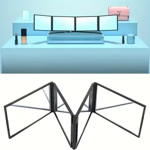 360 ° wide-angle folding design cosmetic mirror, four-sided folding mirror portable handheld haircut mirror, you can see that the back of the head is suitable for use alone