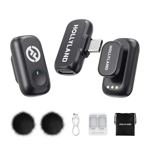 Hollyland LARK A1 Wireless Noise Canceling Mic - USB-C Plug-and-Play Magnetic Mini Mic (45kHz/24bit) for iPhone, Android, Wedding, Birthday, Anniversary Audio Recording
