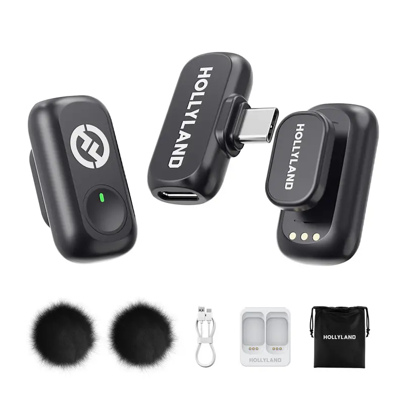 Hollyland LARK A1 Wireless Noise Canceling Mic - USB-C Plug-and-Play Magnetic Mini Mic (45kHz/24bit) for iPhone, Android, Wedding, Birthday, Anniversary Audio Recording