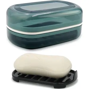 Portable Travel Soap Container with Lid Soap Holder for Traveling Camping Gym Bathroom Blue Style-1