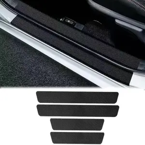 5pcs/4pcs set Carbon Fibre Threshold Protection Strip Universal Anti-scratch and Anti-collision Door Decorative Strip Sticker