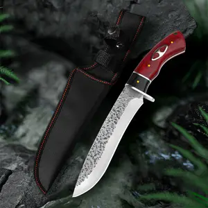 Camping & BBQ Essential Knife,Stainless Steel Blade, Comfortable Wood Grip, Safe Cover, Ideal for Hiking, Steak Cutting, Meat Boning, Christmas Present