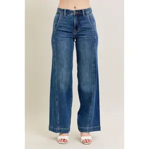 Judy Blue High Waist Trouser Wide Leg Denim Jeans 82656 Fit Womenswear