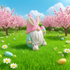 Easter Bunny Gnome Doll Figurine for Home & Garden Decor, Cute Outdoor Plush Decoration for Seasonal Atmosphere, Whimsical Easter Decor