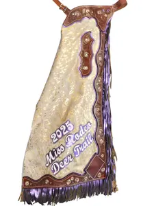 R Bar K/Custom Made Leather Chaps/Rodeo Royalty Chaps/ Acid Wash Rodeo Queen Chaps