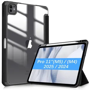 Fintie Hybrid Slim Case for iPad Pro 11-inch (M5/M4, 2025/2024) with Clear Back and Built-in Pencil Holder, iPad Pro 11 Tablet Protective Cover