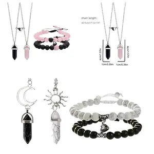 Couple Bracelet Set 4pcs Set Magnetic  Friendship Valentine's Day Daily  Natural Turquoise BeadedGifts Couple Long Distance Matching Bracelet Bracelet Women Men for Graduation