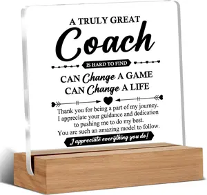 Coach Gifts for Women Men, Inspirational Appreciation Gifts for Softball, Baseball, Football, Soccer Coaches Decorative Desk Acrylic Signs Plaque