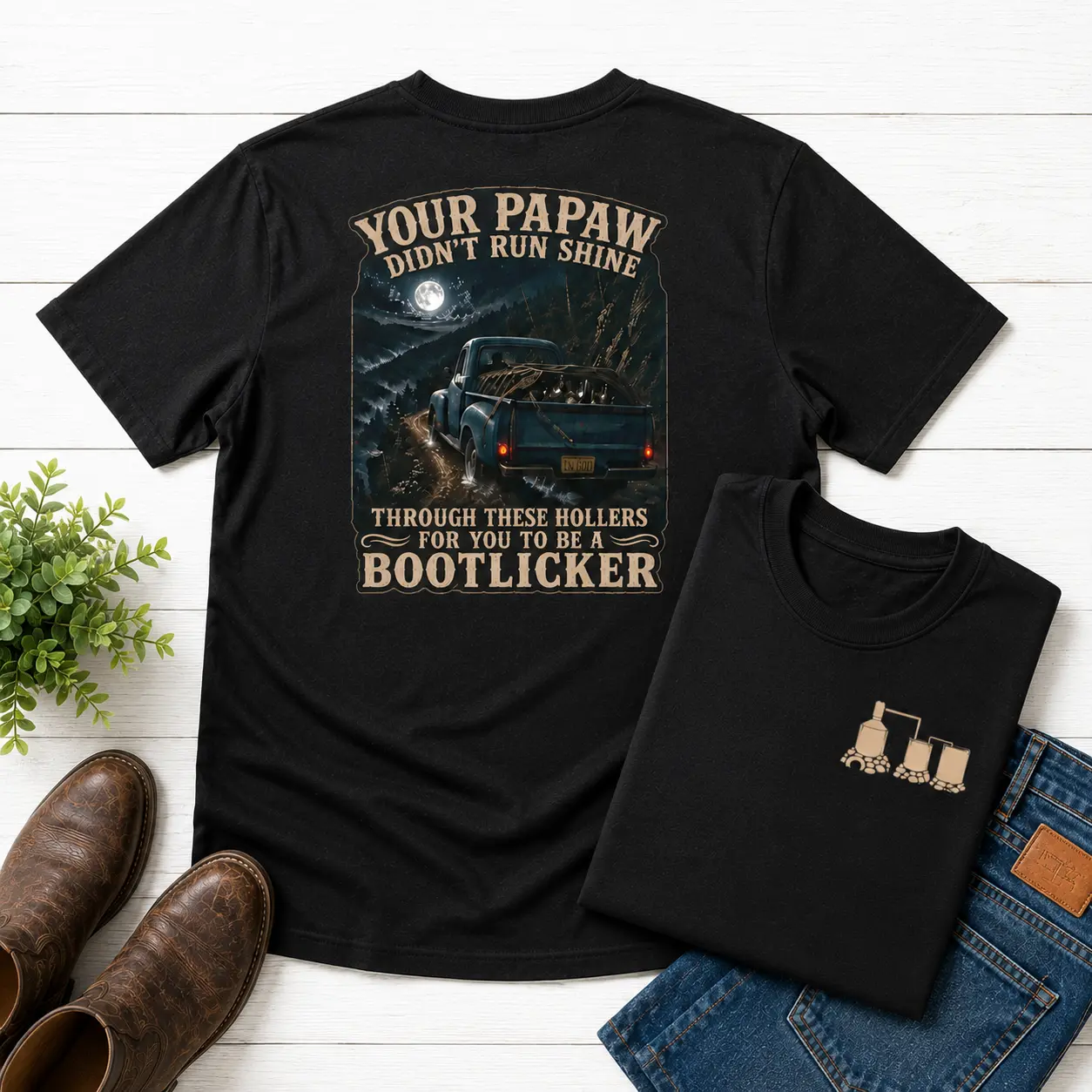 Your Papaw Didn't Run Shine graphic tee | Vintage Moonshine Graphic T-Shirt